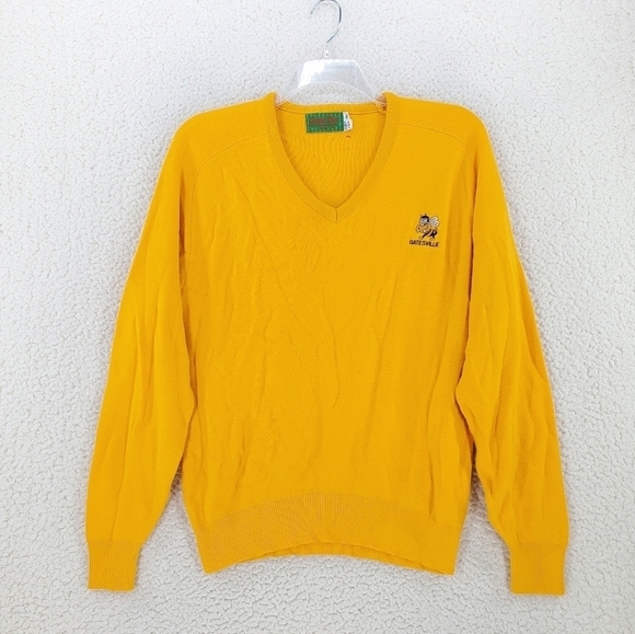 VTG Game Day Sweater Mens XL Solana Designs Dallas Gold Fleece V-Neck USA Made - Picture 8 of 10